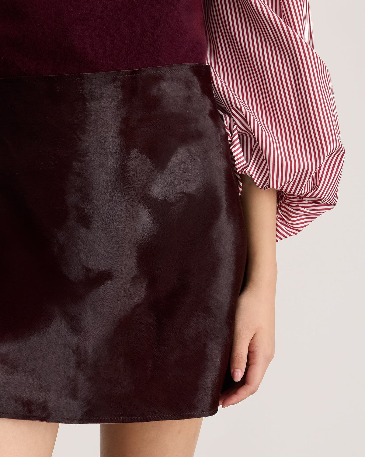 Ari Calf Hair Skirt in Deep Redwood