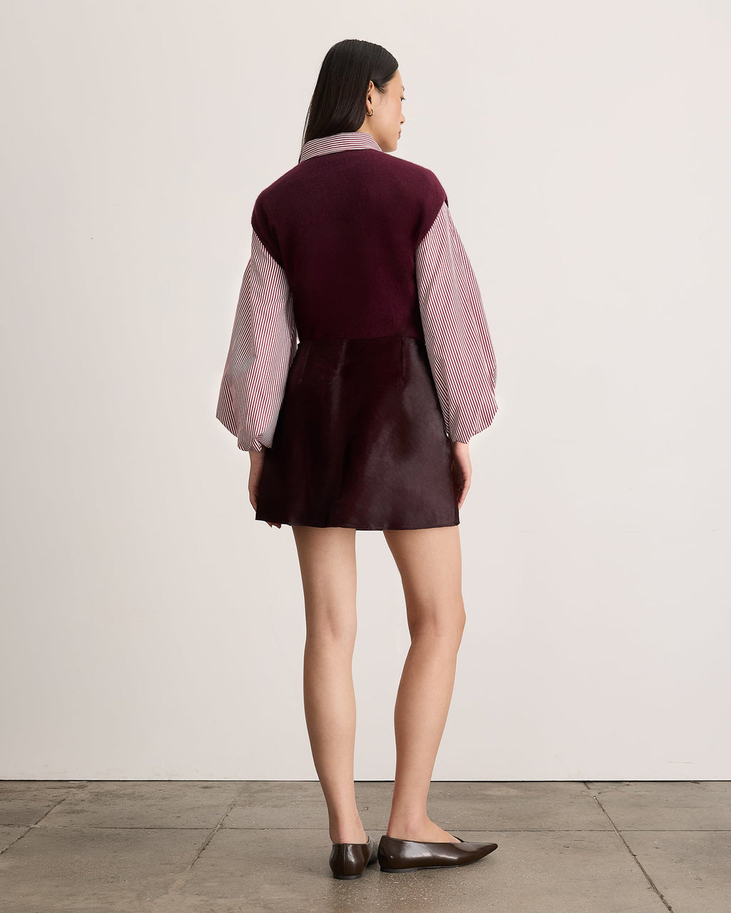 Ari Calf Hair Skirt in Deep Redwood