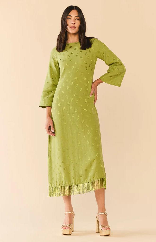 Ariana Dress in Olive Chartreuse