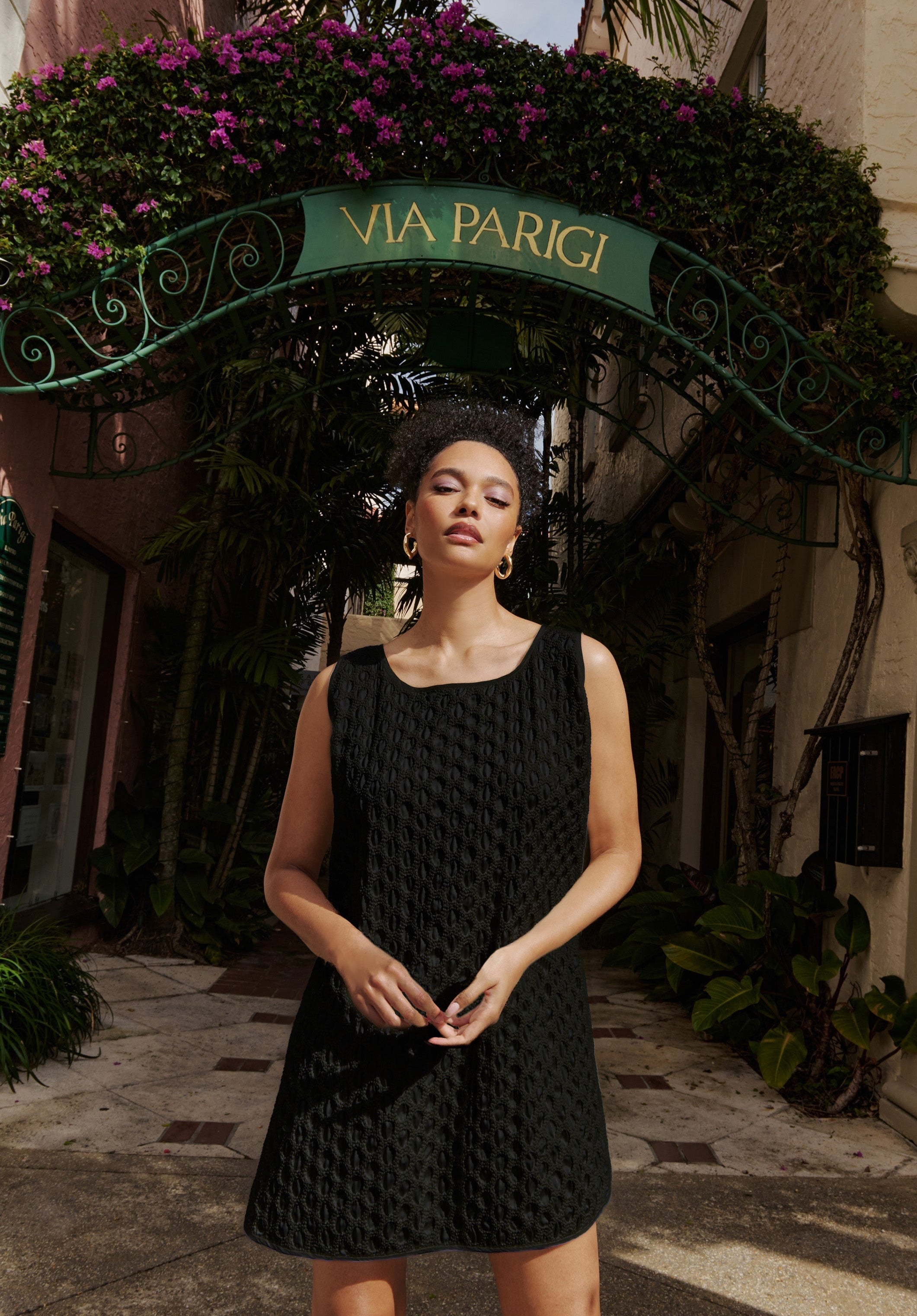 Black Smocked Swing Swing Dress - Arianne Elmy