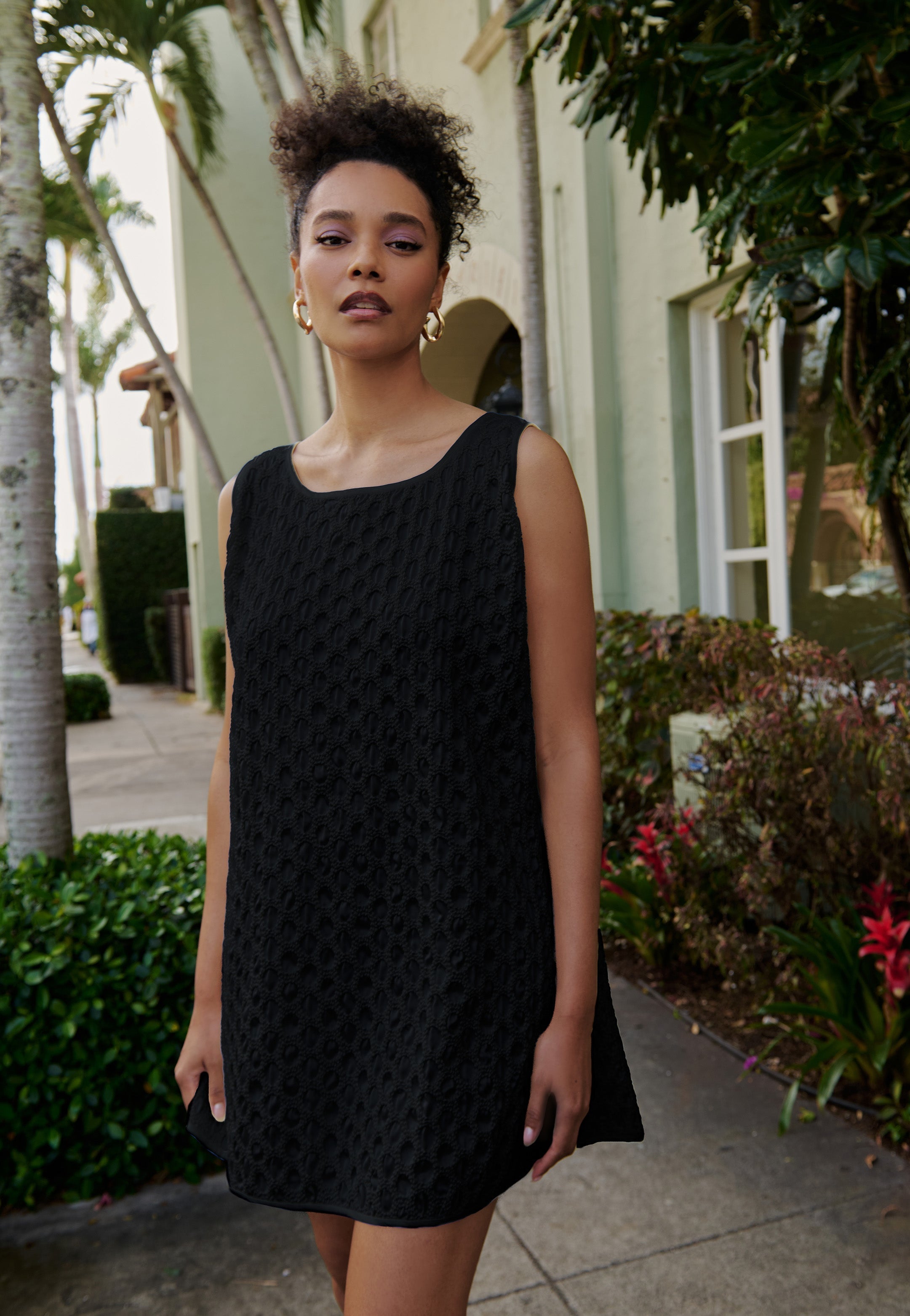 Black Smocked Swing Swing Dress - Arianne Elmy