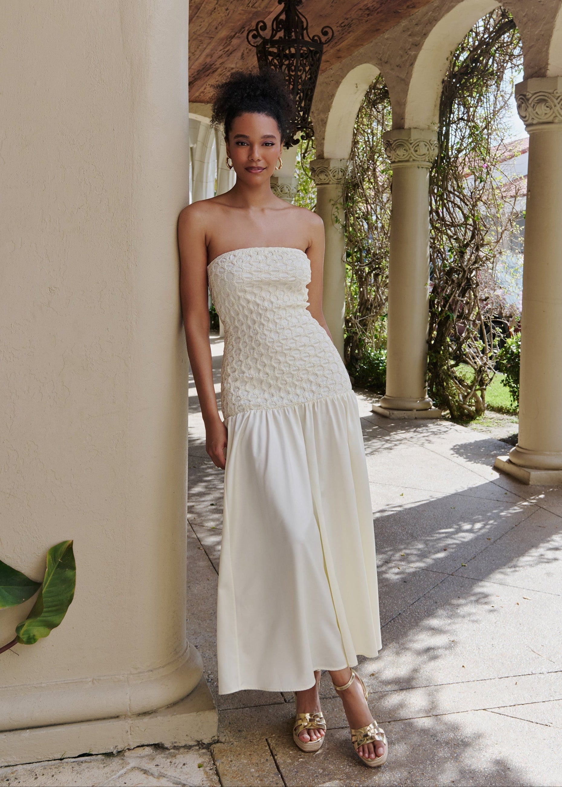 Mellow Yellow Strapless Smocked Parlour Dress - Arianne Elmy