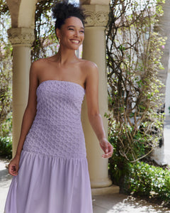 Lilac Strapless Smocked Parlour Dress - Arianne Elmy