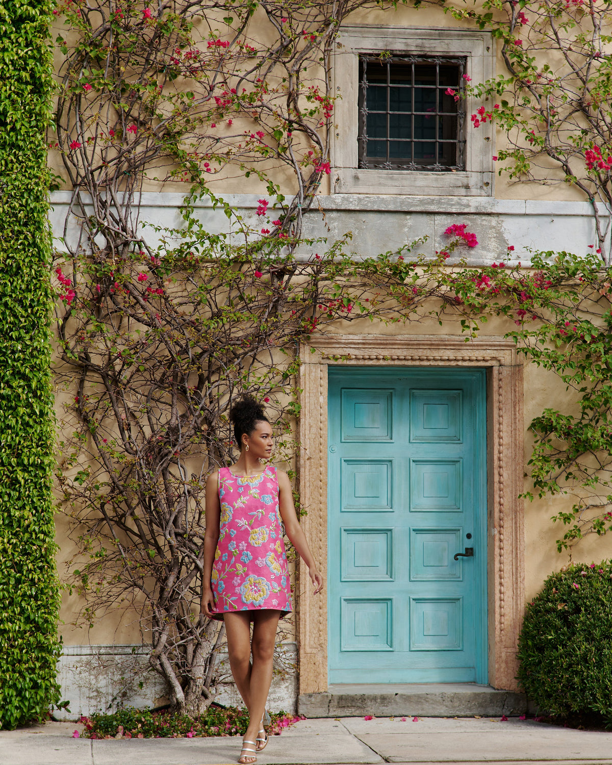 Pink Jacquard Swing Swing Dress - Arianne Elmy