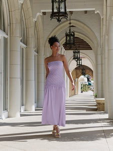 Lilac Strapless Smocked Parlour Dress - Arianne Elmy