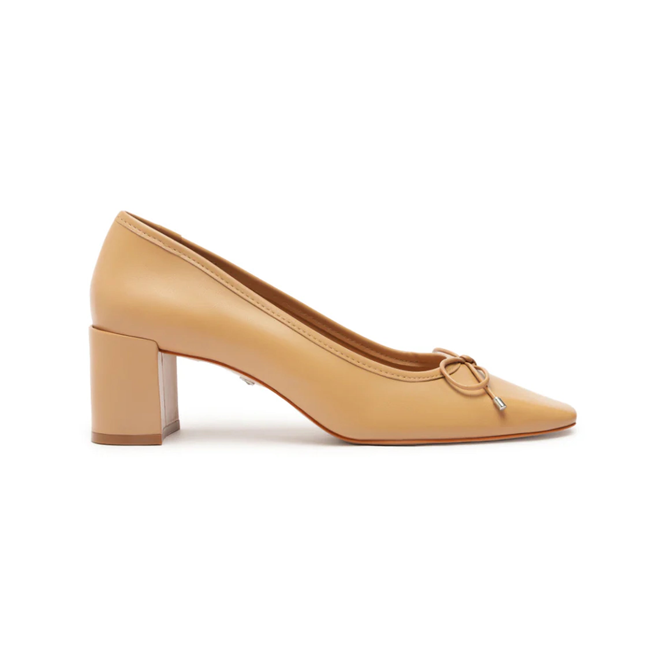 Arissa Block Nappa Leather Pump in Beige