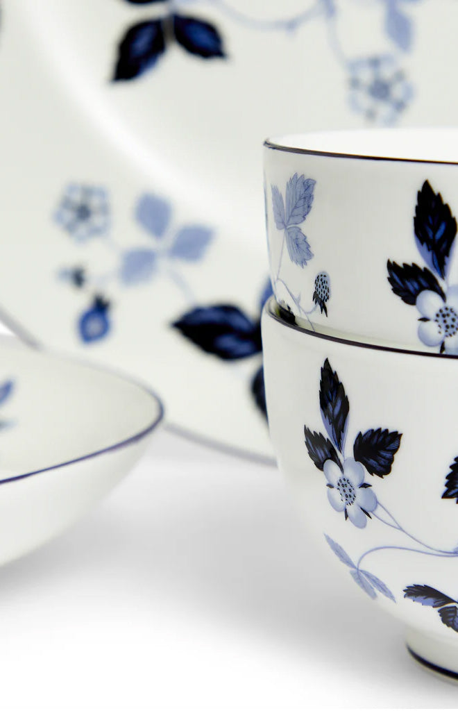 Wild Strawberry Inky Blue Dinnerware, Set of 15