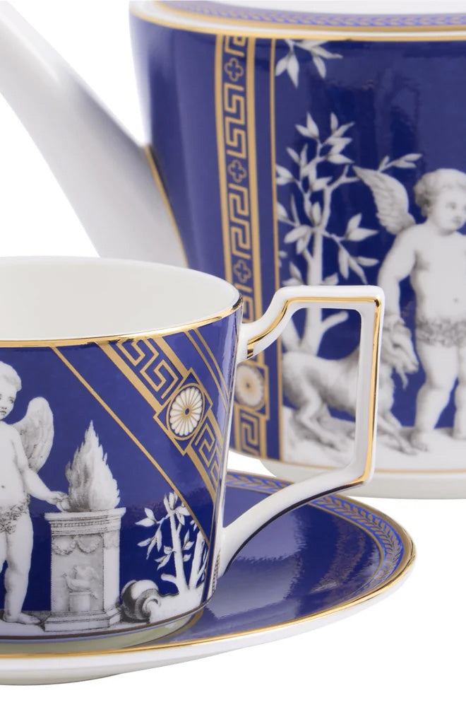 Renaissance Teapot, Teacup, & Saucer in Gold, Set of 2