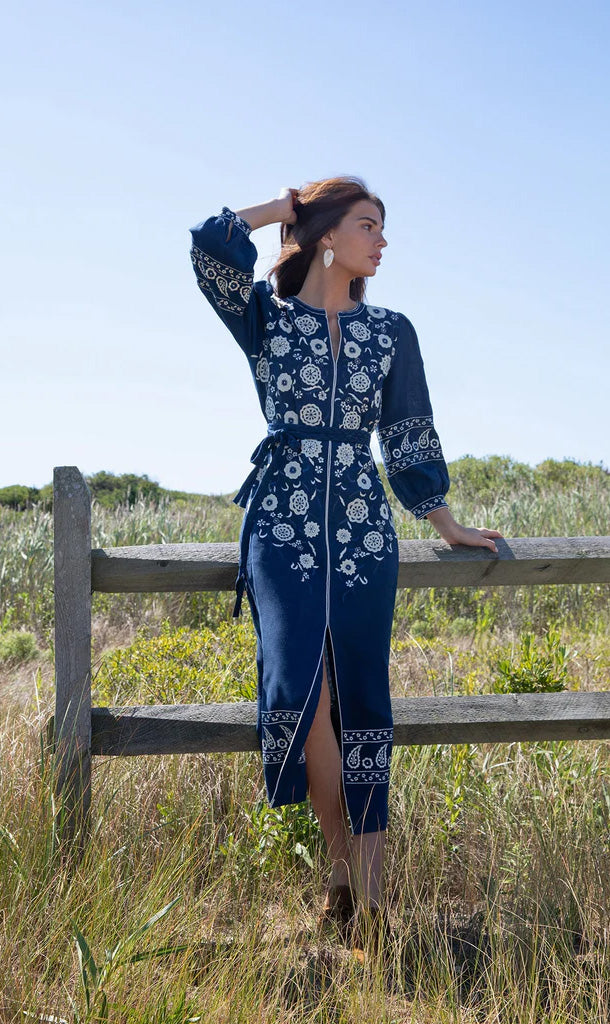 Navy Blythe Belted Dress