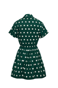 Asbury Mini Dress in Polka Dot Green