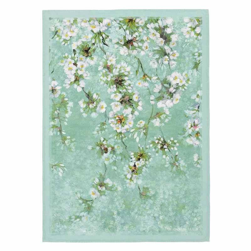 Assam Blossom - Emerald Linen Throw 4' 3" x 5' 11" by Designers Guild