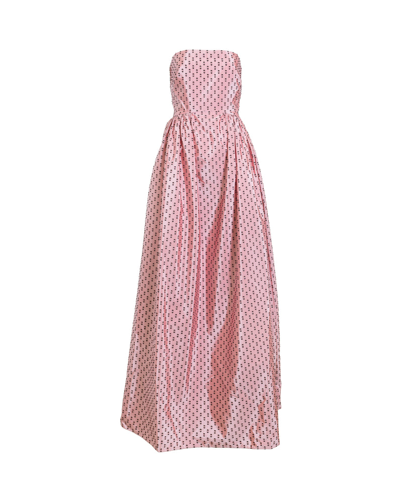 Audrey Gown in Rose Quartz & Noir Multi