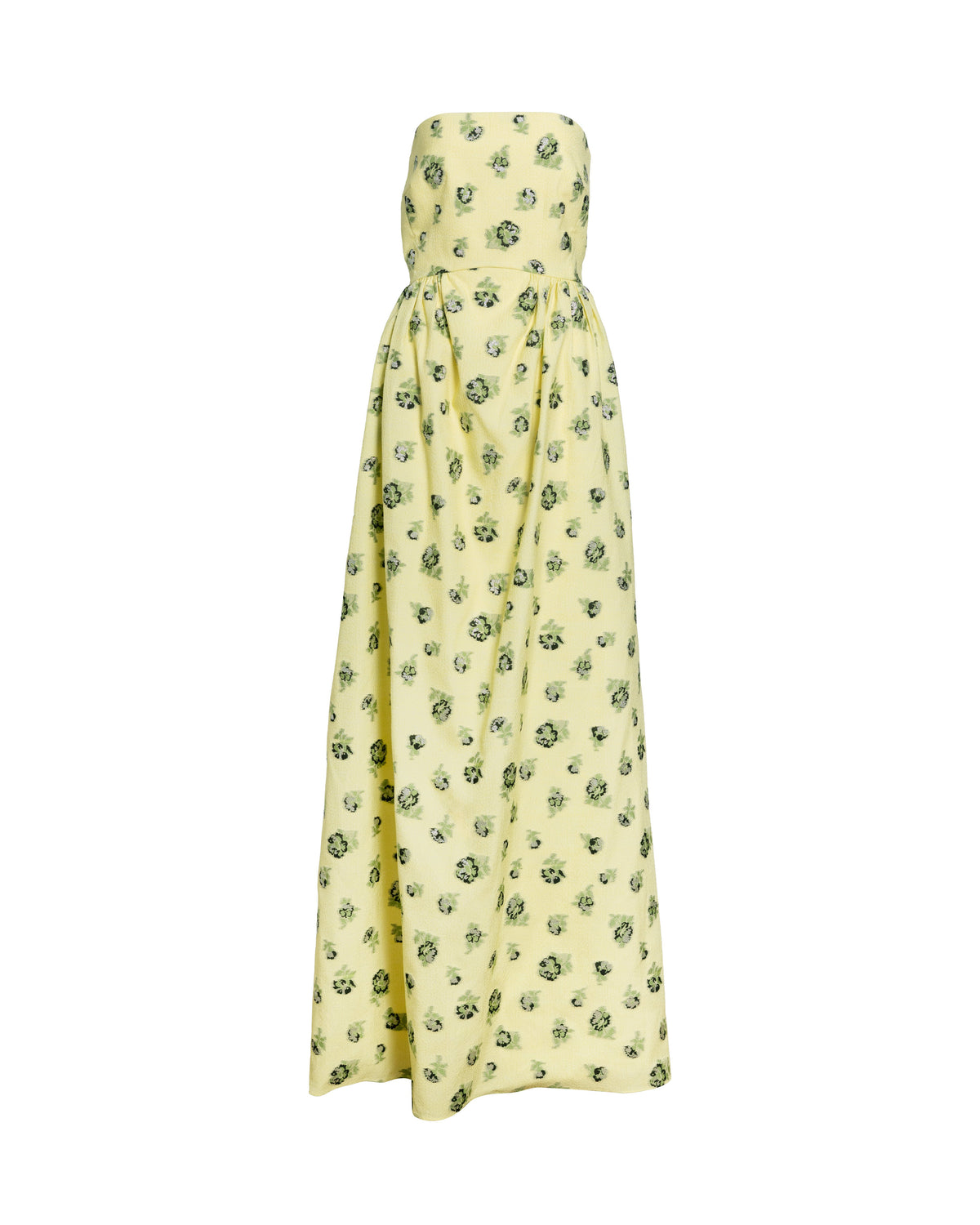 Audrey Floral Gown in Light Lemon/Green Grass Multi