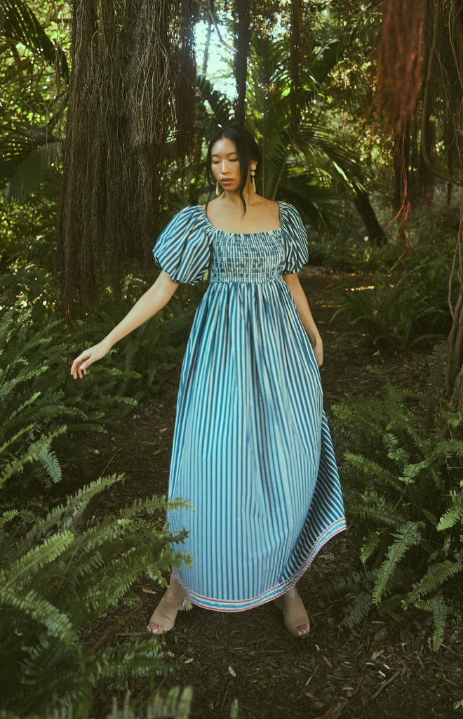 Aurora Dress in Navy Stripe