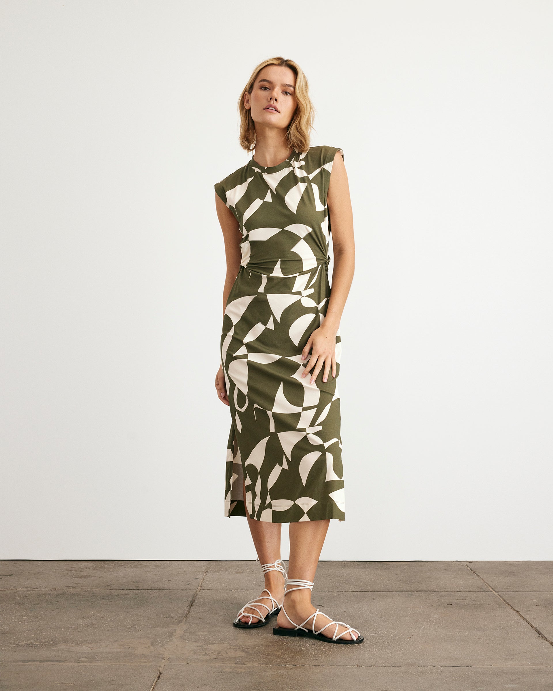 Aurora Dress in Fern & Ivory