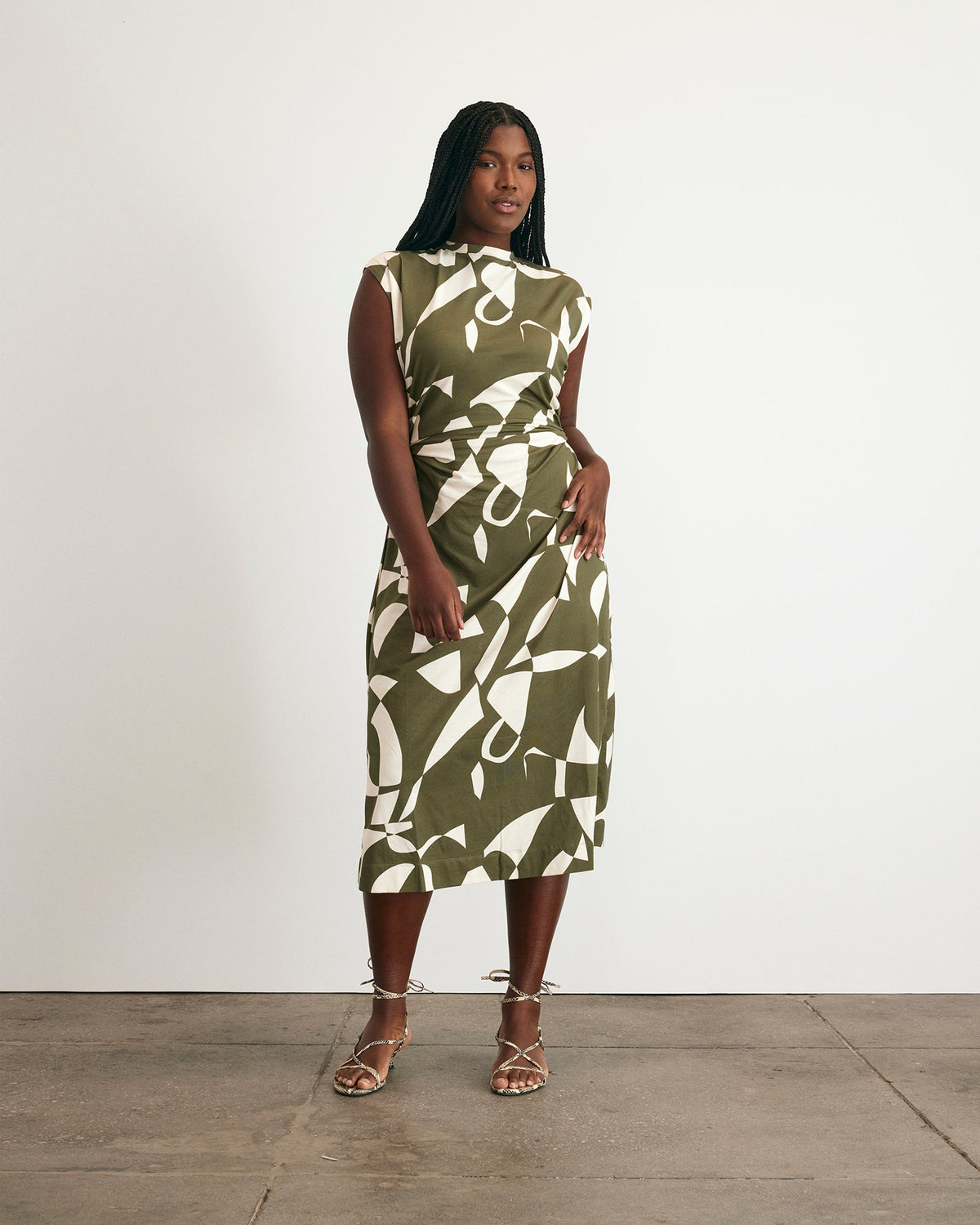 Aurora Dress in Fern & Ivory