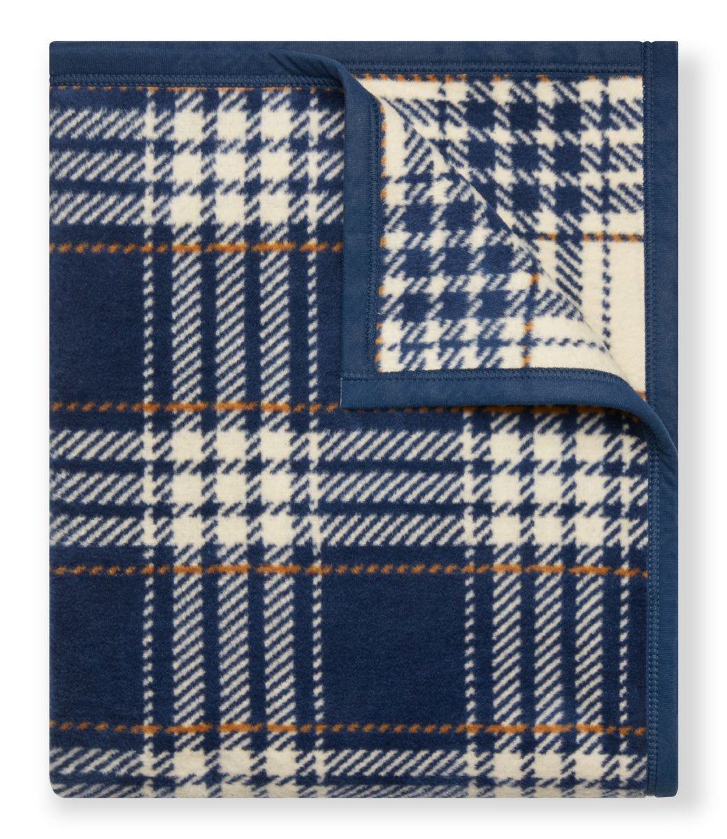 Autumn Plaid Blanket in Vintage Blue