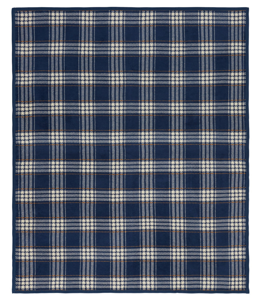 Autumn Plaid Blanket in Vintage Blue