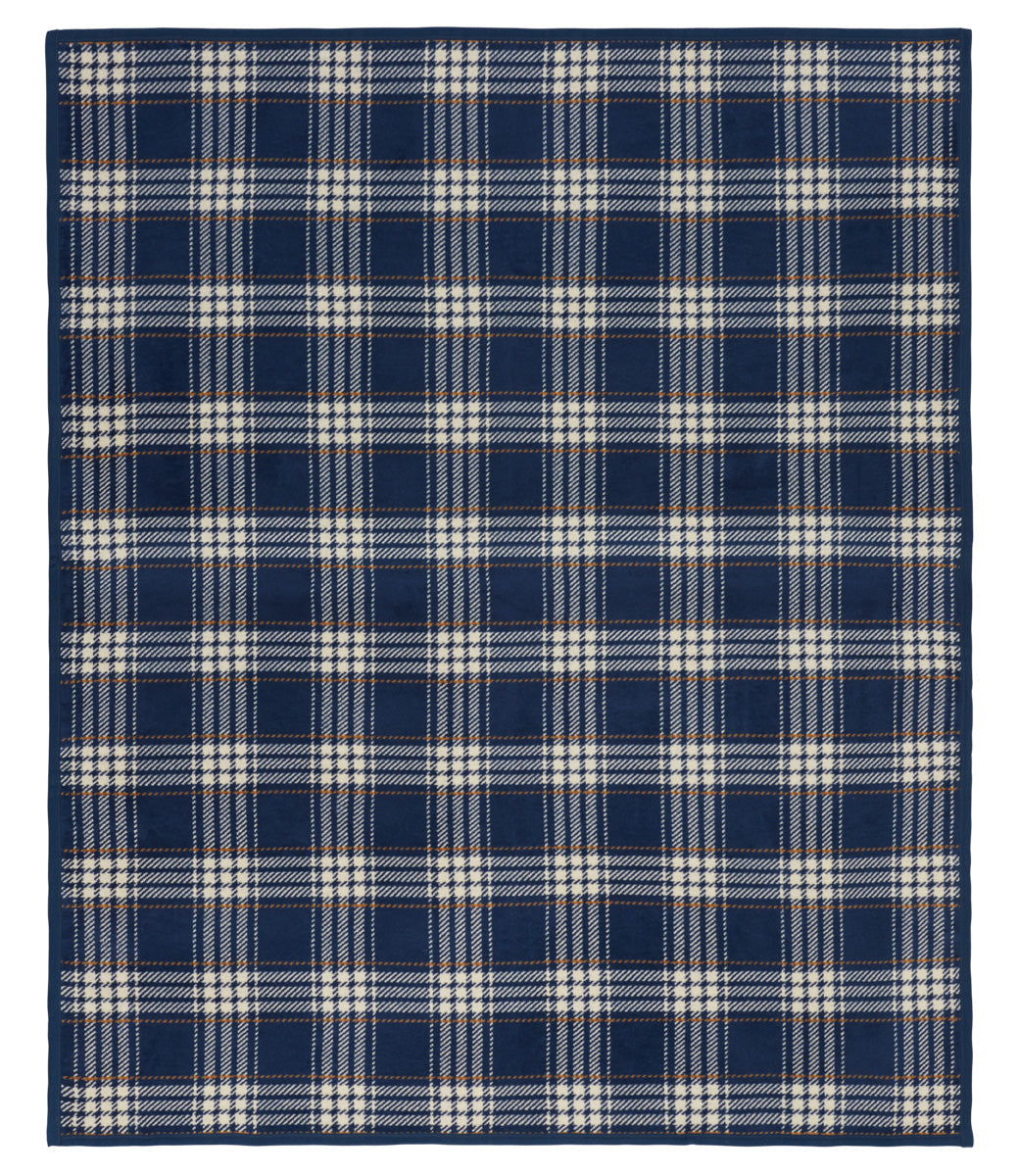 Autumn Plaid Blanket in Vintage Blue