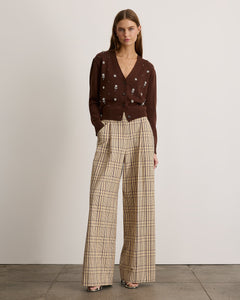 Avery Embroidered Cardigan in Deep Redwood