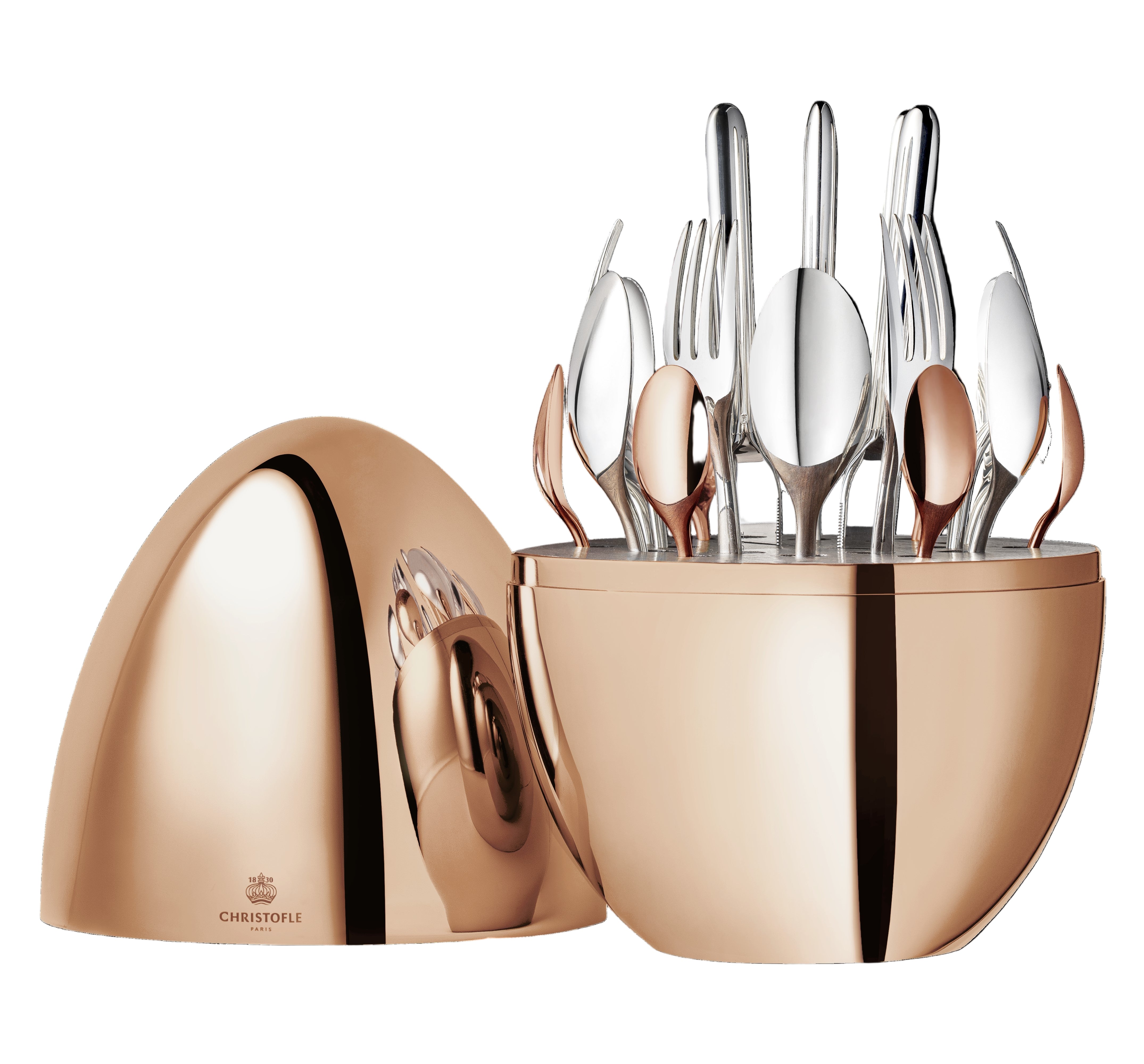 MOOD Precious Silver-plated Flatware with Rose Gold Teaspoons Set, Set of 24