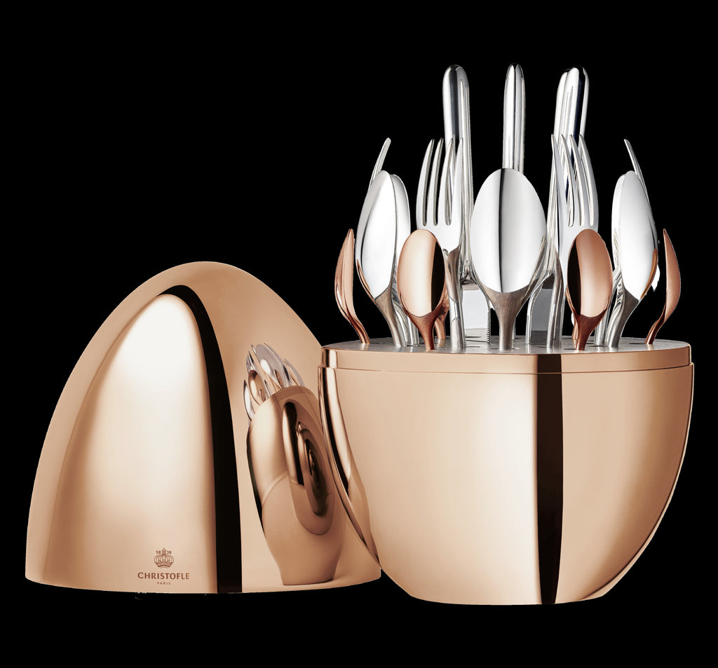 MOOD Precious Silver-plated Flatware with Rose Gold Teaspoons, Set of 24
