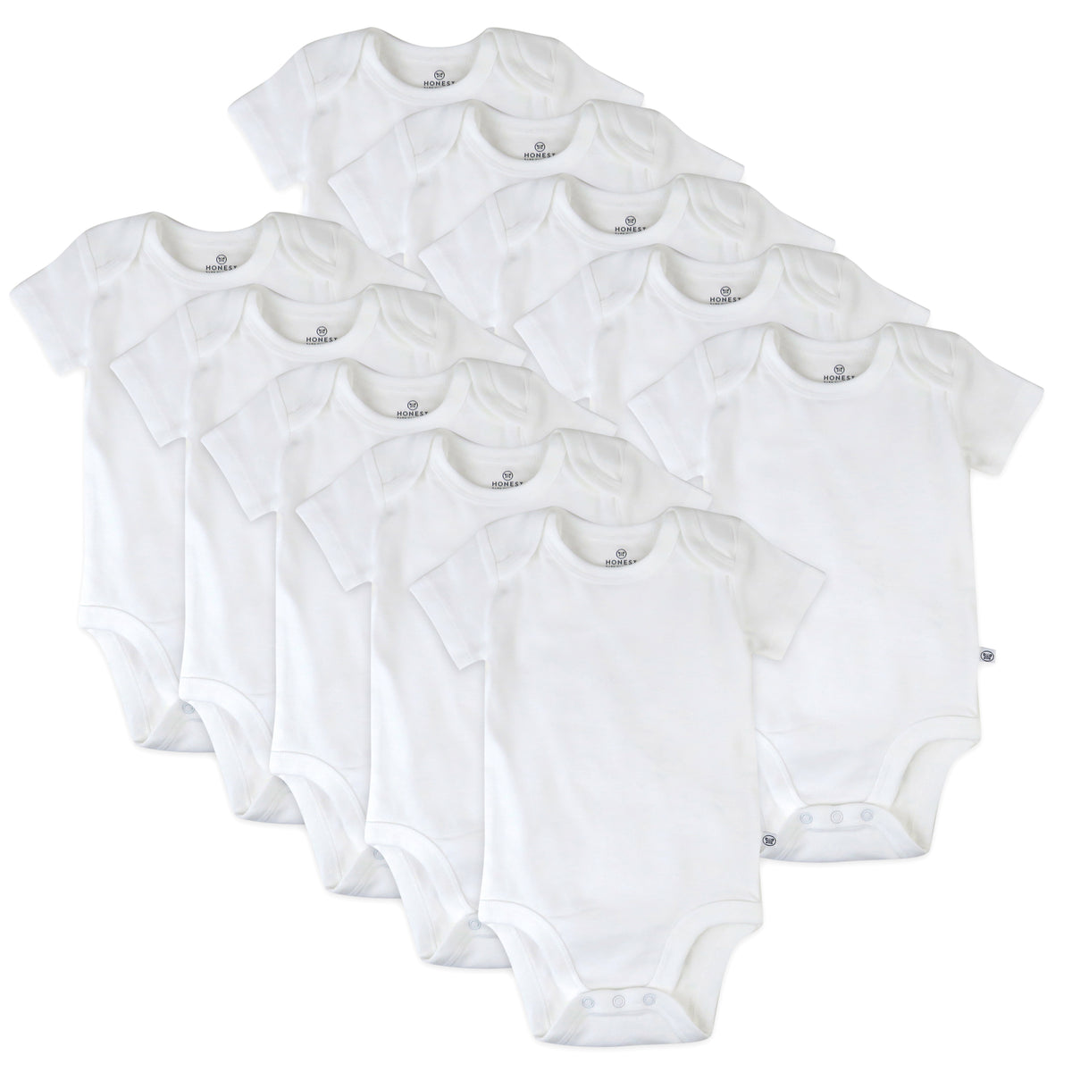 10-Pack Organic Cotton Short Sleeve Bodysuits, Bright White