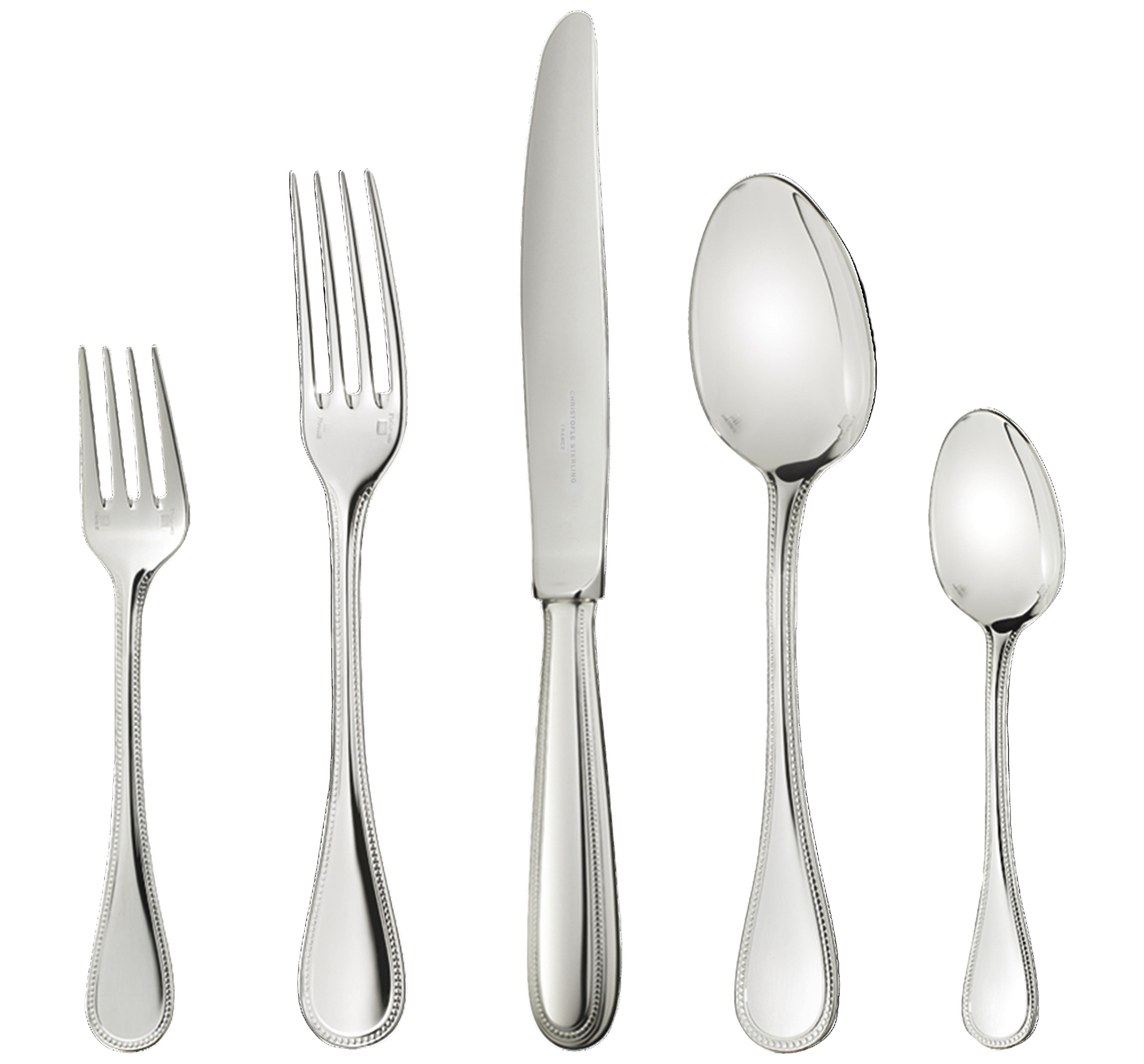 Perles Sterling Silver Individual Place Setting, Set of 5