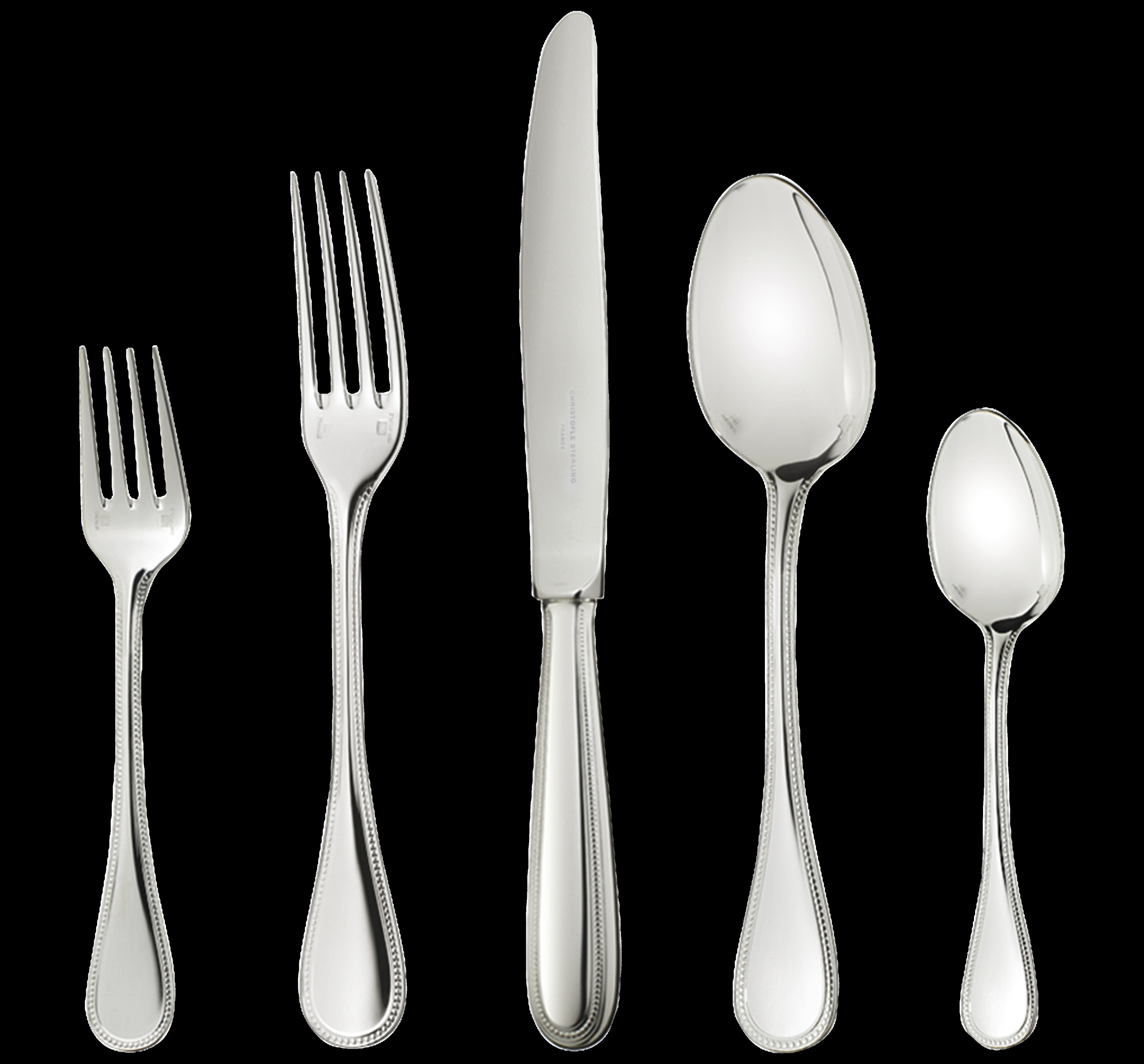 Perles Sterling Silver Individual Place Setting, Set of 5