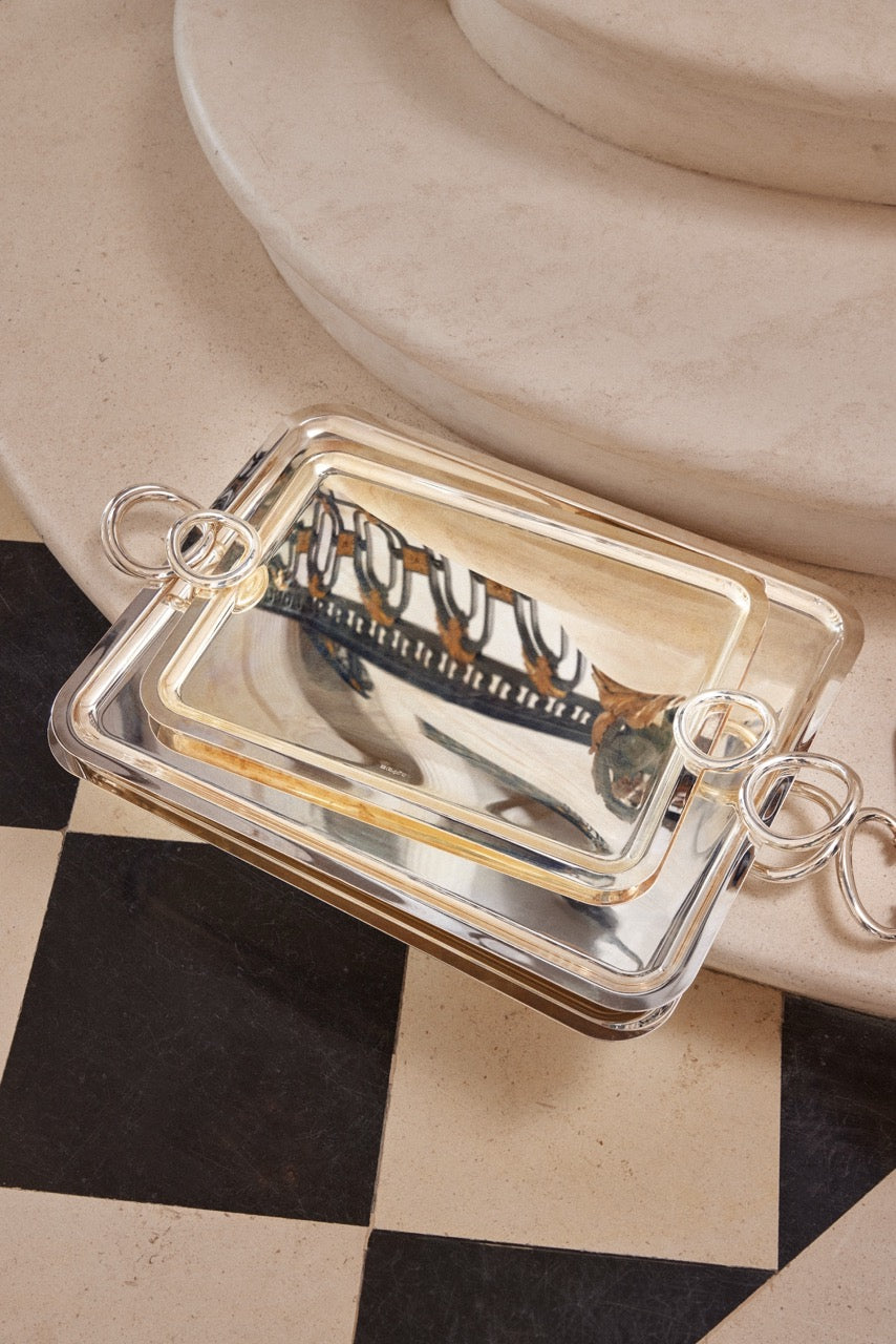 Vertigo Silver-plated Large Tray with Handles
