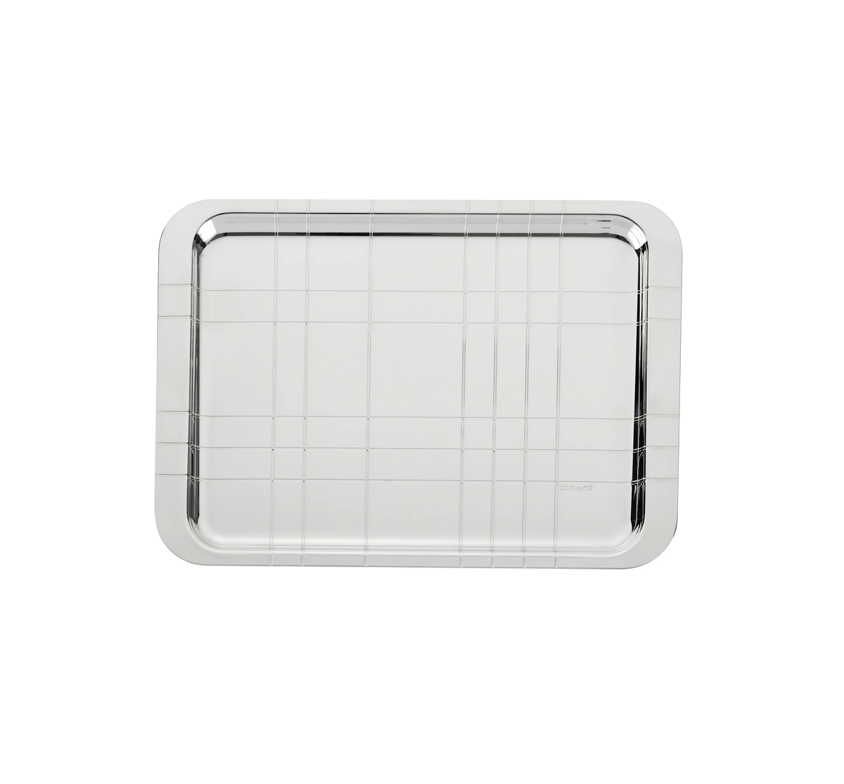 Front view of Graphik Silver-plated Small Tray showcasing clean geometric lines with a white background