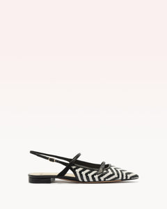 Tita Raffia Zig Flat in Black