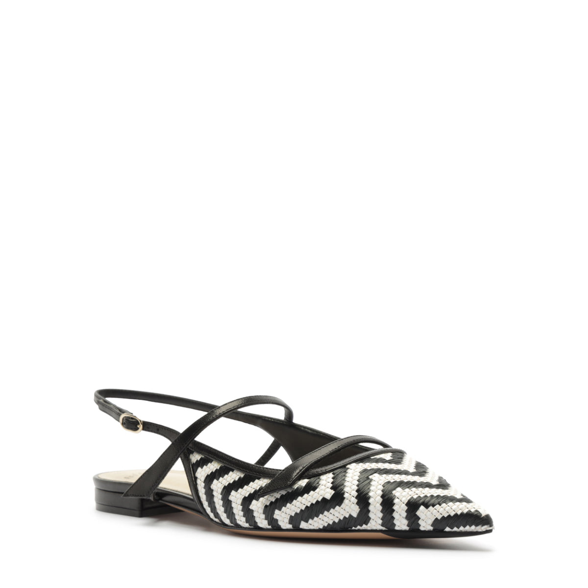 Tita Raffia Zig Flat in Black