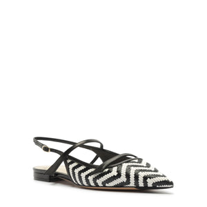 Tita Raffia Zig Flat in Black