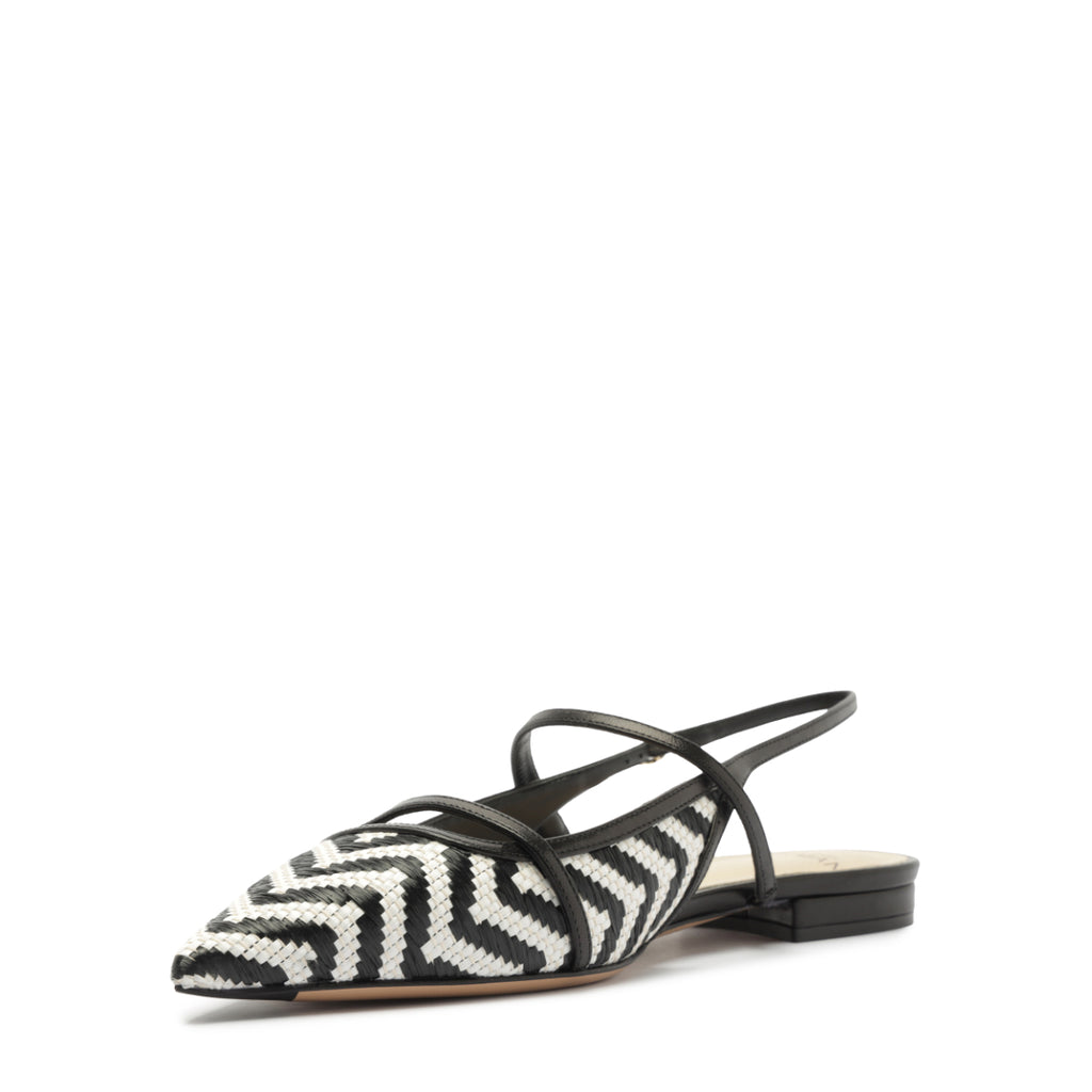 Tita Raffia Zig Flat in Black