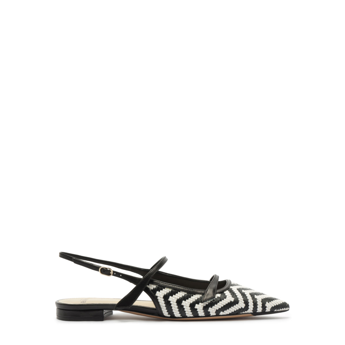 Tita Raffia Zig Flat in Black