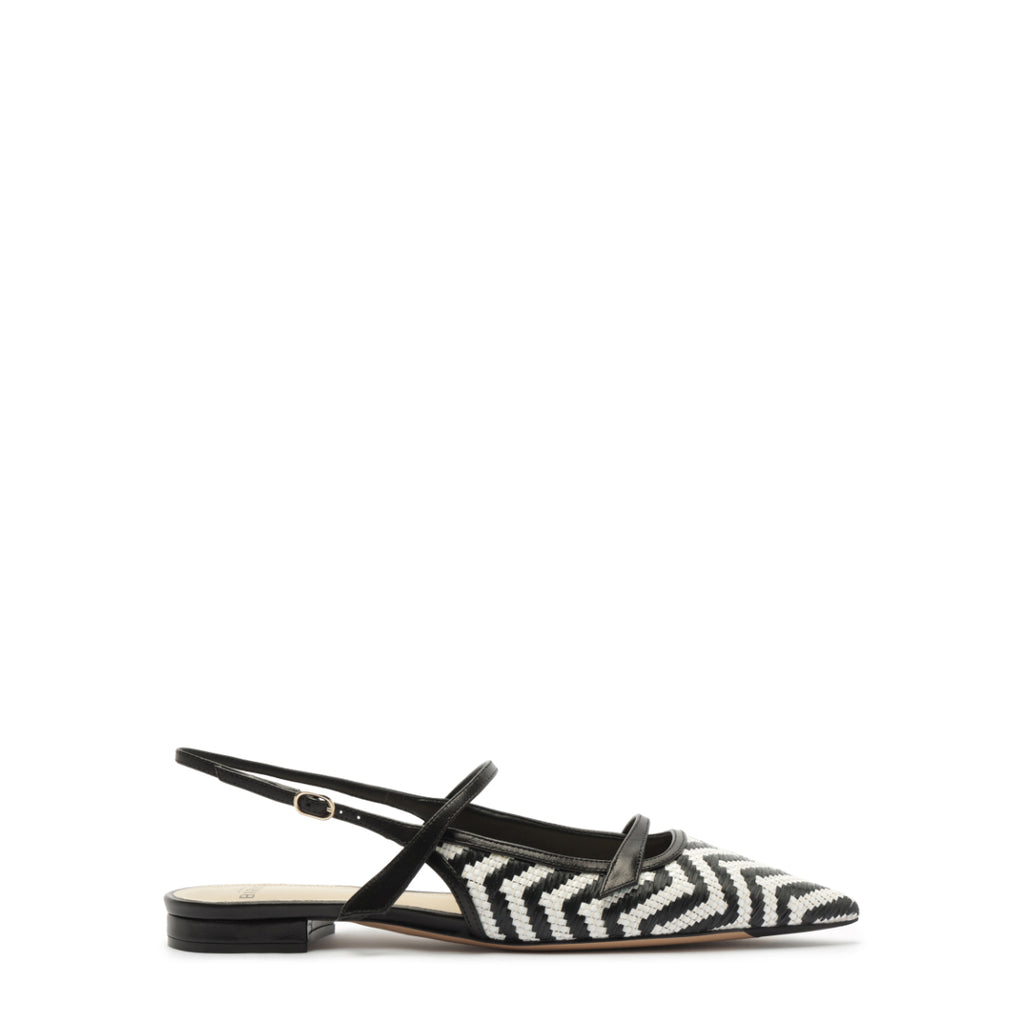 Tita Raffia Zig Flat in Black