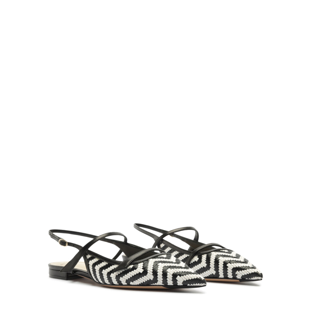 Tita Raffia Zig Flat in Black