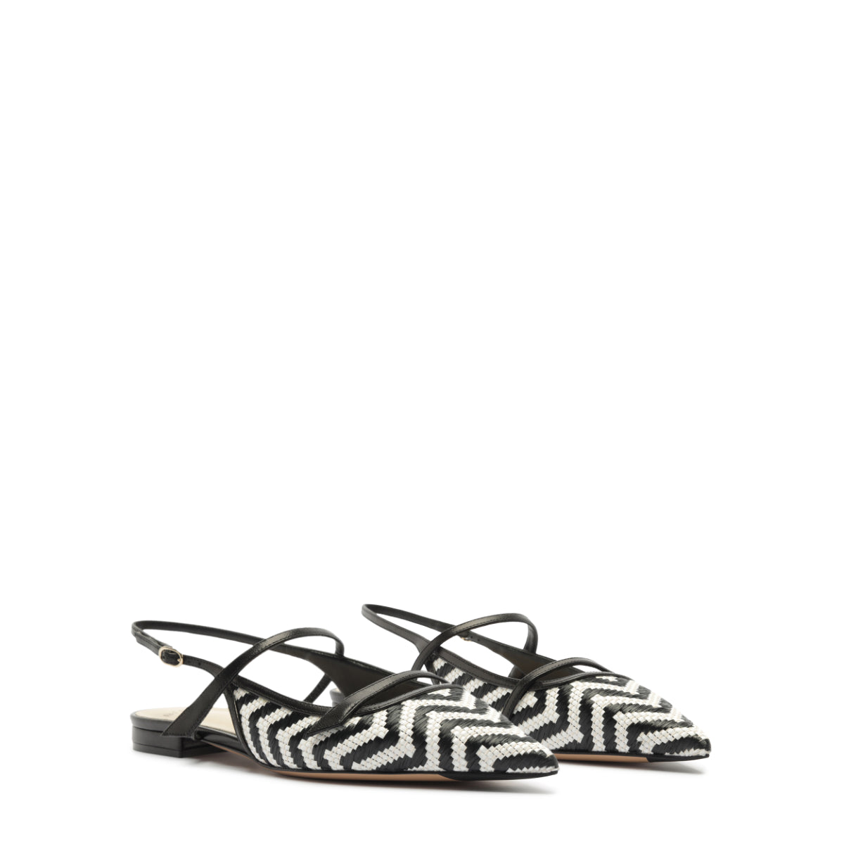 Tita Raffia Zig Flat in Black