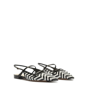 Tita Raffia Zig Flat in Black