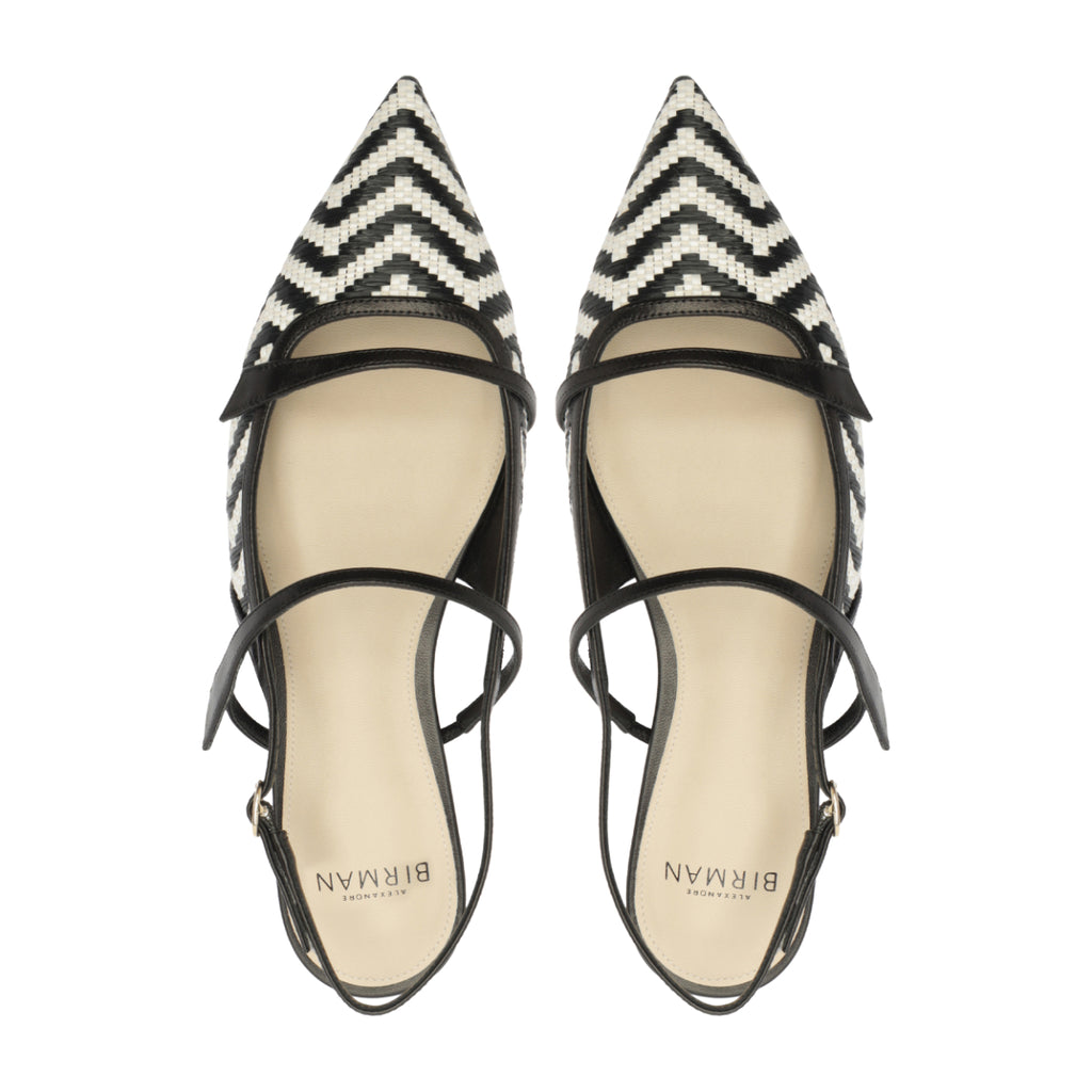 Tita Raffia Zig Flat in Black