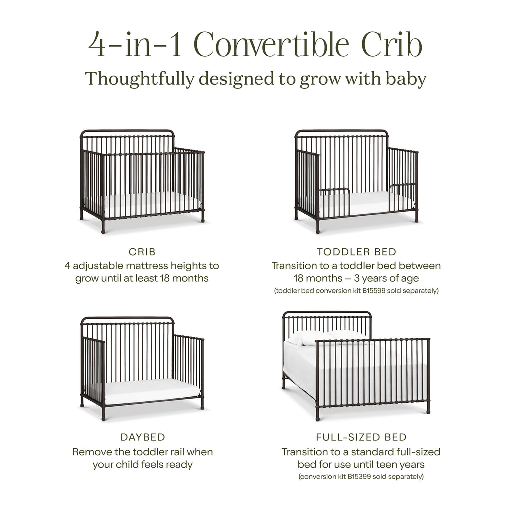 Winston 4-in-1 Convertible Crib in Vintage Iron