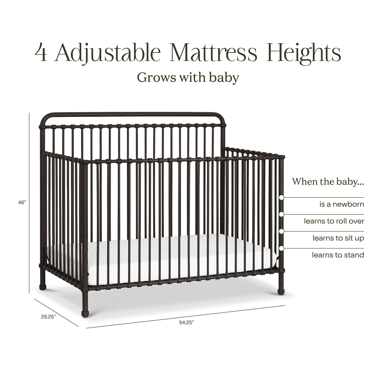 Winston 4-in-1 Convertible Crib in Vintage Iron