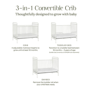 Abigail 3-in-1 Convertible Crib in Washed White