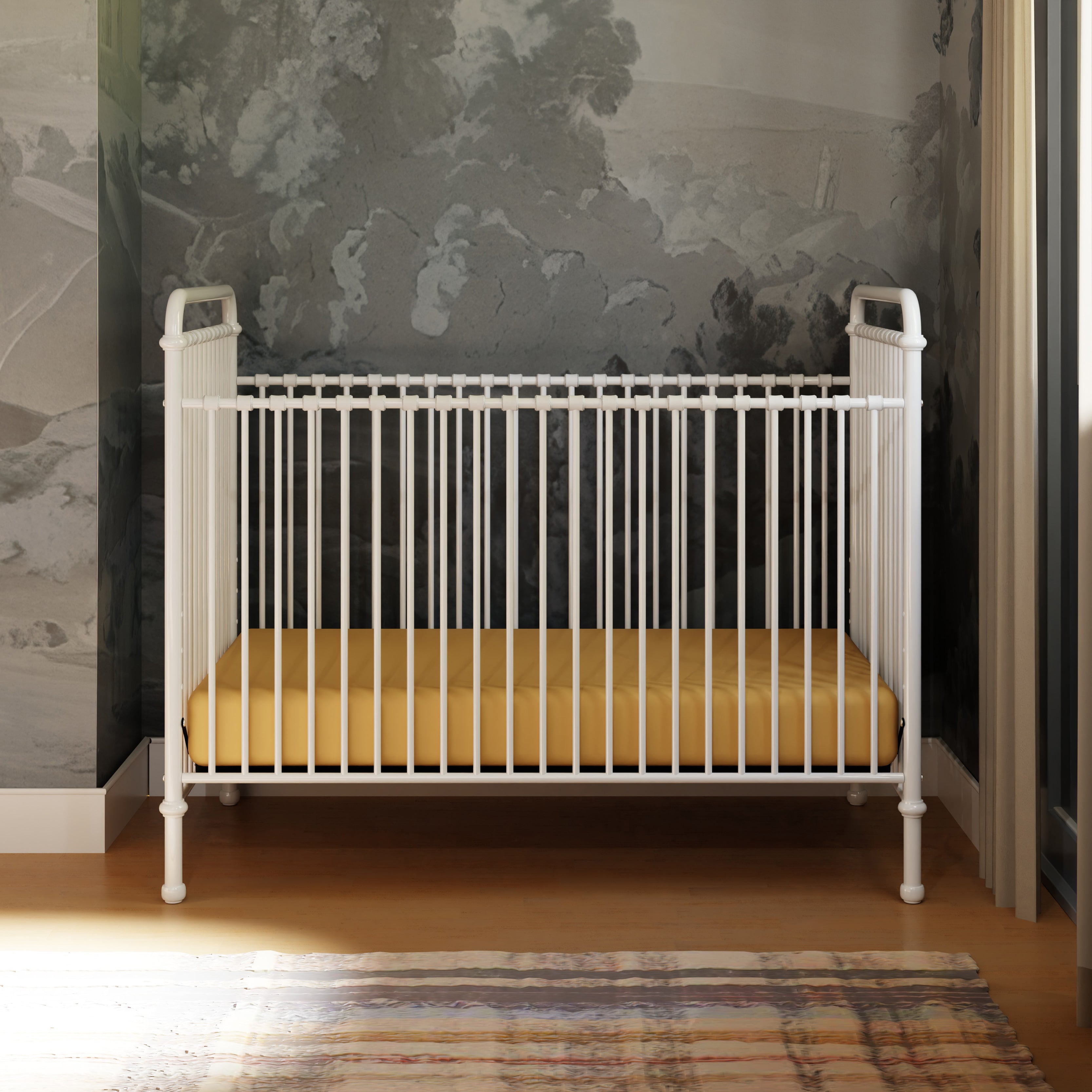 Moonbaby Abigail 3-in-1 Convertible Crib in Washed White | Over The Moon