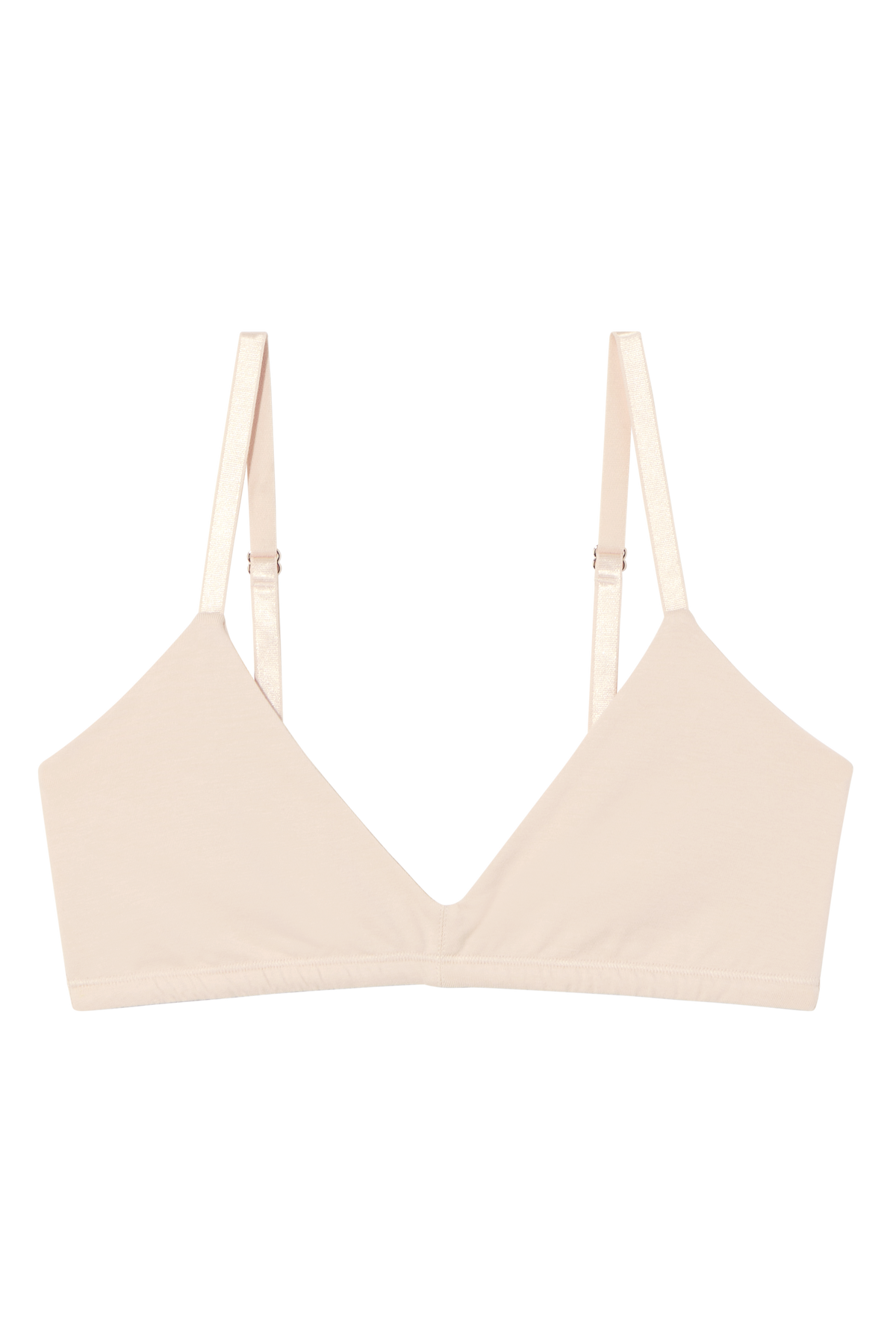 Front view of Pima Stretch Cotton Bralette showcasing adjustable straps with a white background