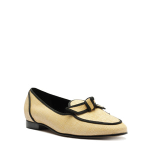 Grossgrain Raffia Loafer in Natural/Black