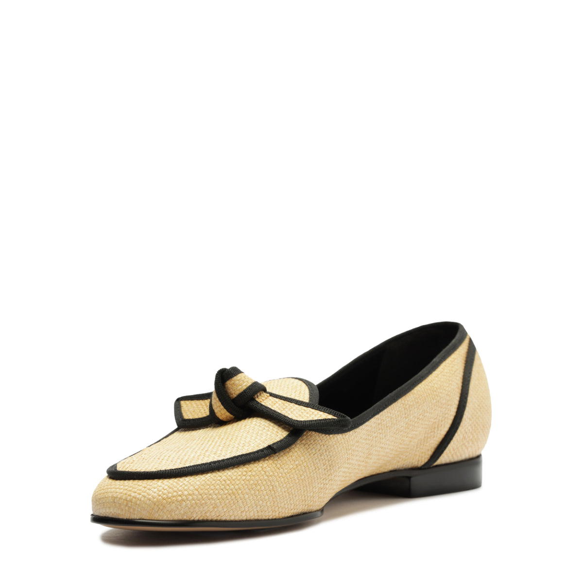 Grossgrain Raffia Loafer in Natural/Black