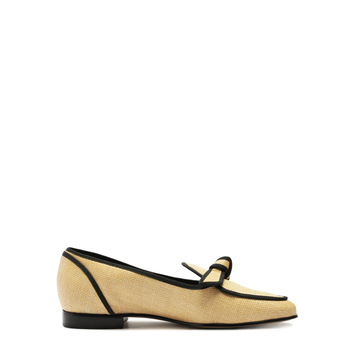 Grossgrain Raffia Loafer in Natural/Black