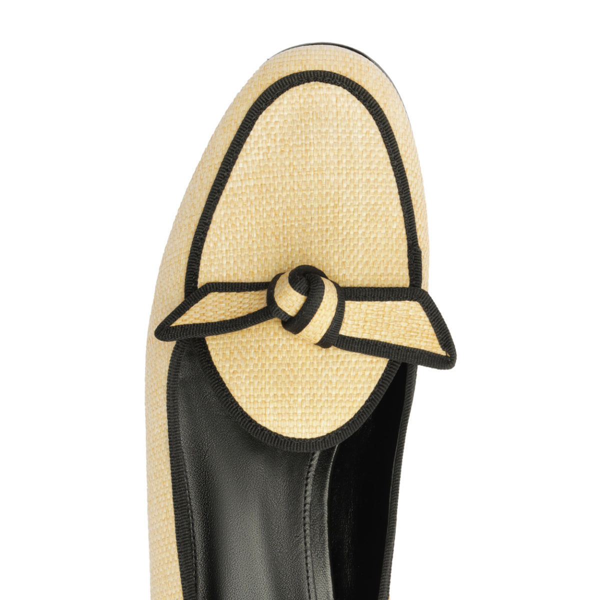 Grossgrain Raffia Loafer in Natural/Black